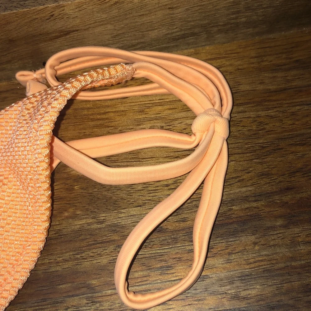 aerie Peach Textured Bikini Bottoms